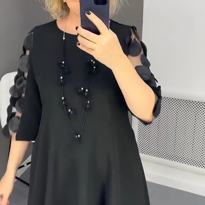 ChicMesh™ Elegant O-Neck A-Line Dress – Effortless Style for Work & Play