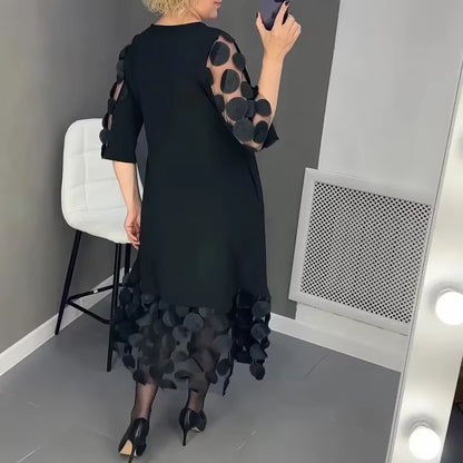 ChicMesh™ Elegant O-Neck A-Line Dress – Effortless Style for Work & Play